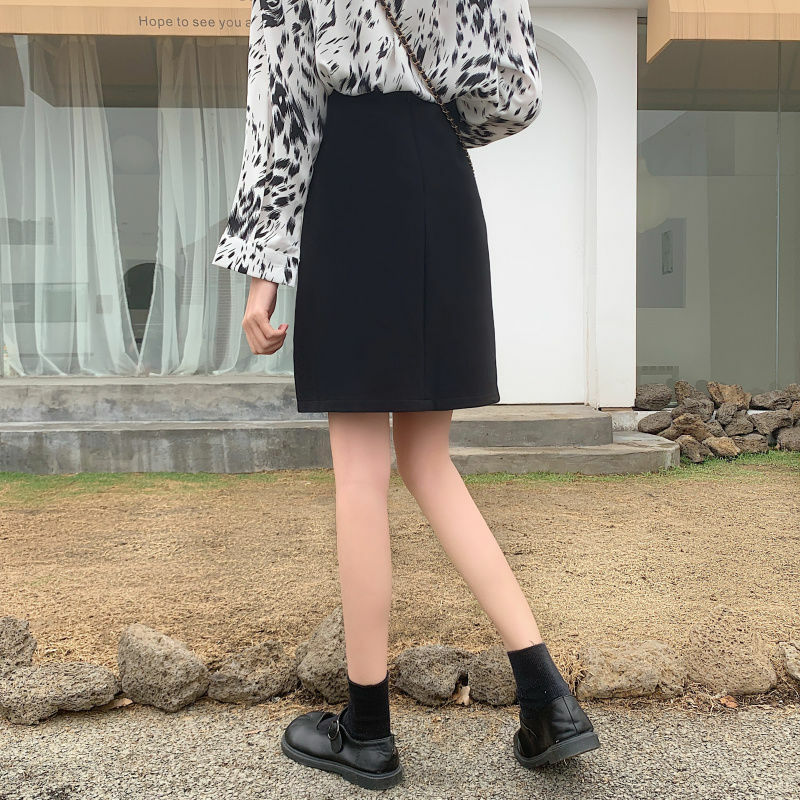 New Spring and Summer Women's Solid High Waist Slim Bag Hip Korean A-Line Asymmetric Button Fashion Casual Commuter Skirt
