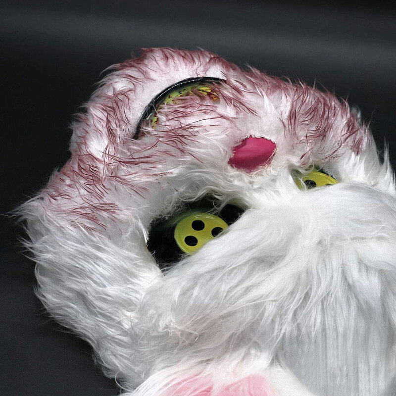 Cosplay Creepy Rabbit Bloody Killer Mask Bunny Costume for Halloween Scary Glow Head Cover Wolf Panda Headdress Masquerade Prop