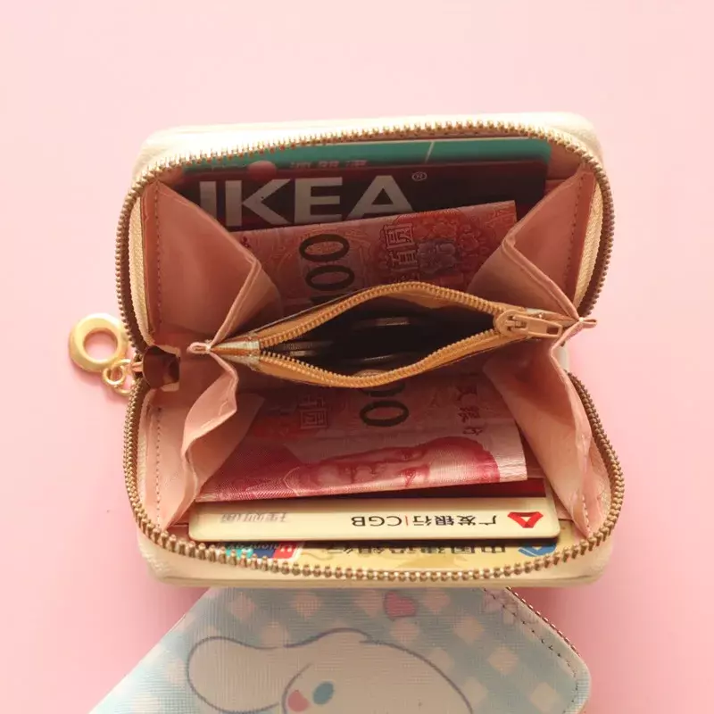 산리오 헬로키티 마이멜로디 쿠로미 시나모롤 푸딩 동전 지갑, 귀여운 열쇠 고리 가방, 카드 홀더 클러치 파우치