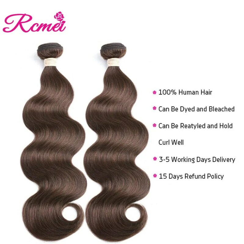 4 # перуанские волнистые пучки волос 10A волнистые человеческие волосы пучки 10-32 дюйма шоколадно-коричневые человеческие волосы для наращивания