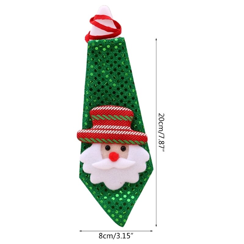 8’’ Christmas Decorative Tie Man’s Necktie for Party Holiday Festival Supply Shining Tie Costume for New Year Xmas Party