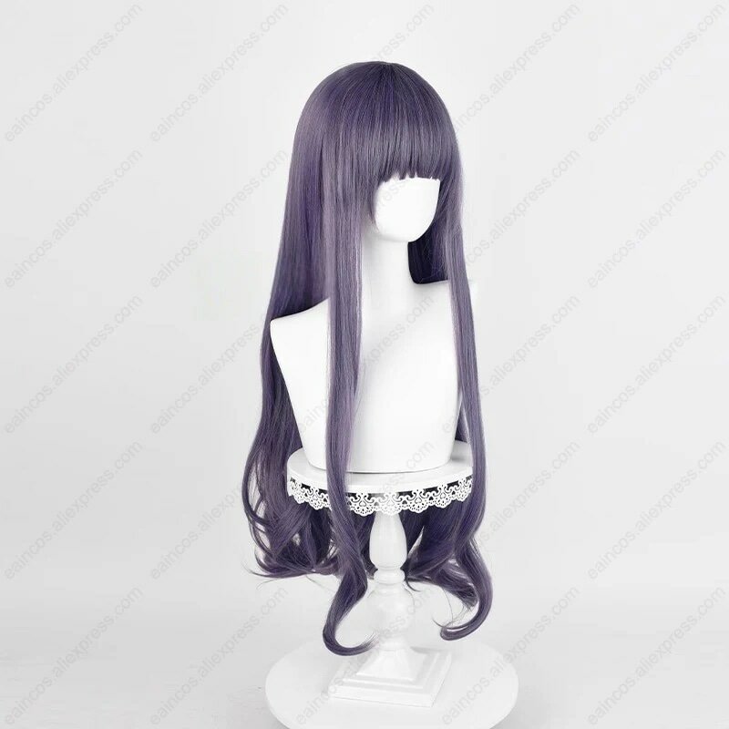 Парик для косплея аниме Tomoyo Daidouji, Длинные Серые Фиолетовые вьющиеся термостойкие искусственные волосы длиной 85 см