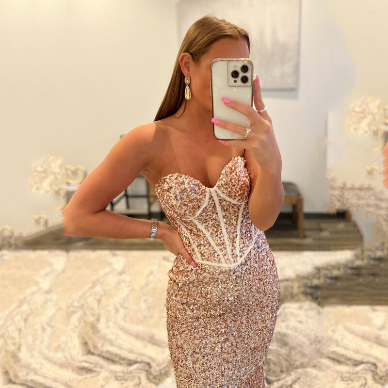 VENUS Sexy Sweetheart Prom Gown For Women Mermaid Formal Dress 2024 Sparkly Sequined Open Back Evening Dress Party Dress