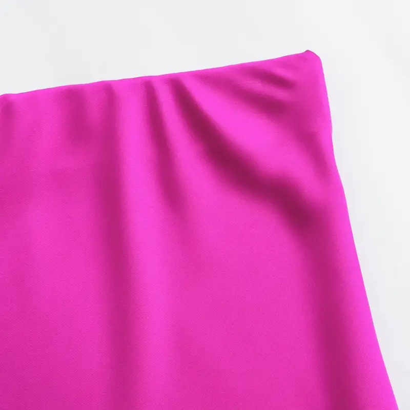 Damen Sommer neue schicke Mode mehrfarbige Satin Textur Slim Fit drapierte Midi-Kleid Retro elastische Taille Damen kleid Mujer