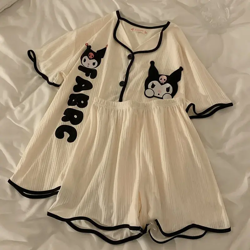 Sanrio Kawaii Anime Kuromi Summertime Pajama Set Cute Sweet Cartoon Pochacco Short Sleeve Loungewear Lovely Gifts for Girls