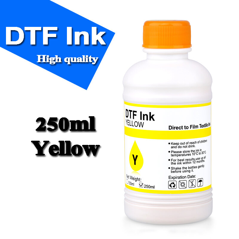 Kit de tinta DTF de 6 piezas x 250ML, película de transferencia directa para película PET, tinta DTF para todos los escritorios y impresoras DTF de gran formato, 1BK, 1C, 1M, 1Y, 2WH