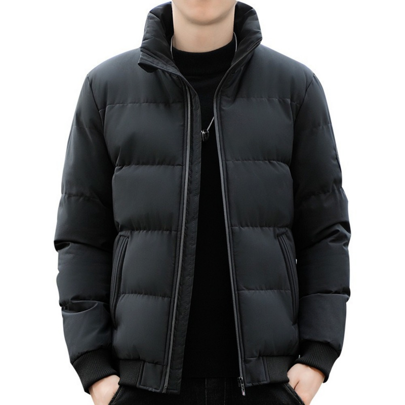 Puffer Jacket Men Stand Collar Casual Streetwear Cotton Padded Thick Warm Coat Lightweight Men Streetwear Clothes