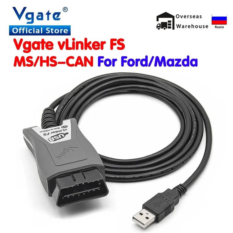 Vgate vLinker FS ELM327 alat pemindai diagnostik mobil, alat antarmuka pemindai diagnostik mobil untuk Ford FORScan HS MS dapat ELM 327 OBD 2 OBD2
