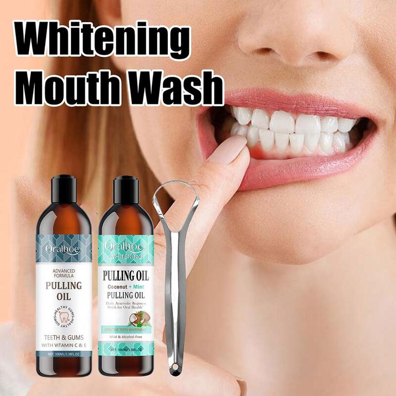 100ml Suit Coconut Pulling Oil Natural Essential Oils Breath Teeth Gum Alcohol New Vitamin Free Whitening Mouthwash R3K5