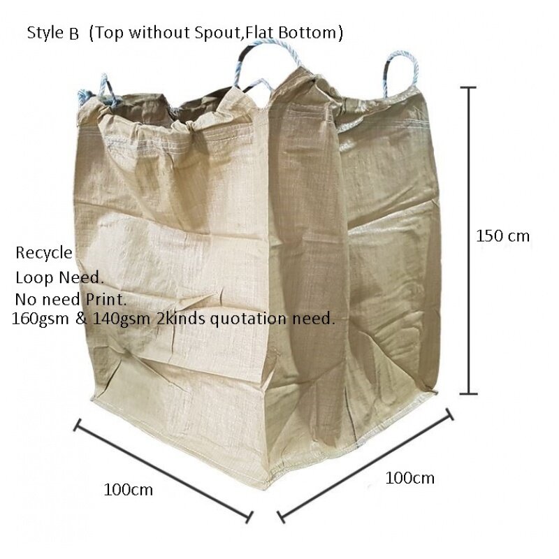 Aangepast Product, Export Naar Korea Voor Het Verpakken Van Industrieel Afval 86*86*100Cm Gele Kleur Pp Ton Tas