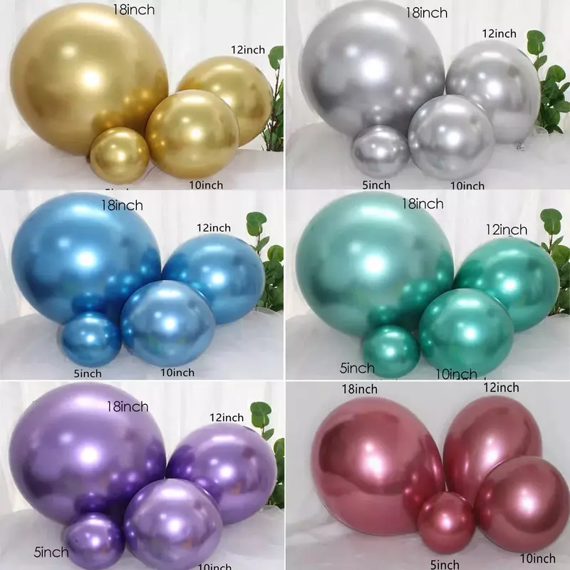 Ballons métalliques chromés sur le thème de la sirène, ballons en latex à air, décoration de mariage, fête d'anniversaire, baby shower, 5 ", 10", 12/18"