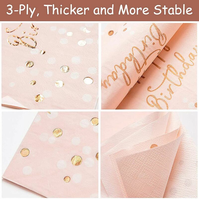 Счастливая фотография 3-слойные бумажные салфетки розовое золото украшение стола детское украшение на день рождения