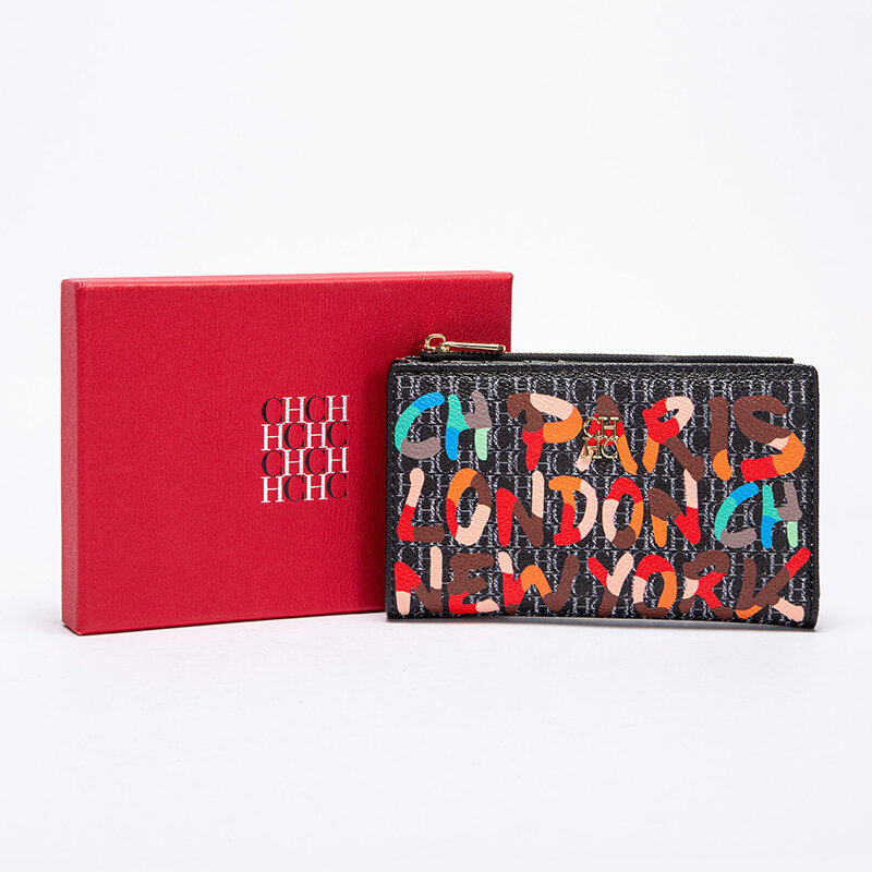 CHCH dompet wanita, gaya pola kartun huruf klasik Retro dompet penyimpanan Panjang bahan PVC dompet wanita