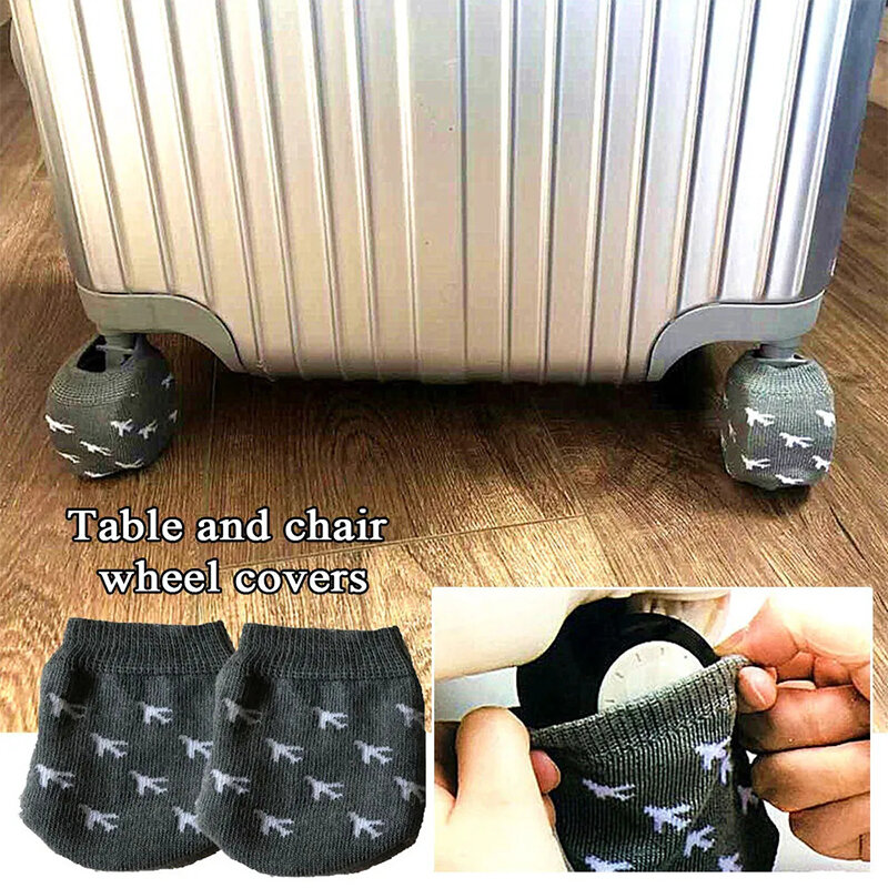 4pcs Knitting Luggage Wheels Protector Cover Anti-wear Table Leg Cover Office Chair Caster Cover Suitcase Wheels Dustproof Cover
