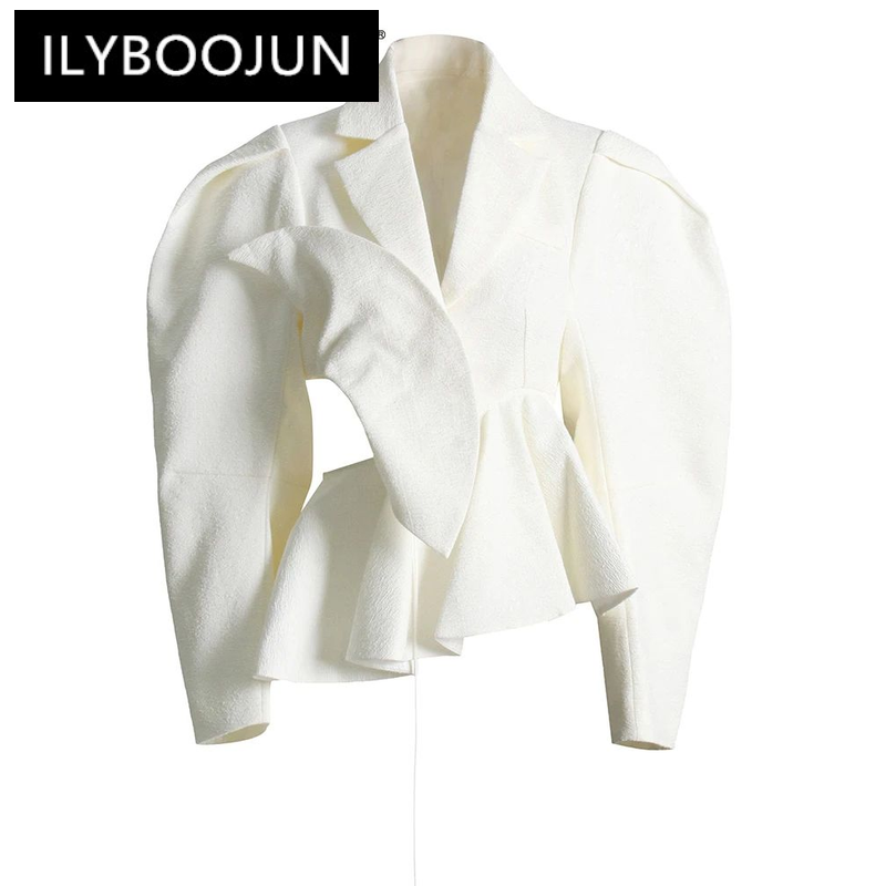 ILYBOOJUN-Blazer recortado para mujer, chaqueta de manga larga con solapa, color liso, estilo de moda, novedad de otoño, 2022