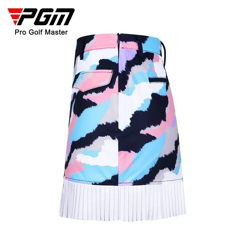 PGM Golf Women's Summer Short Skirt Fashion Colorful Printing Waterproof Pleated Skirt Back Half Skirt