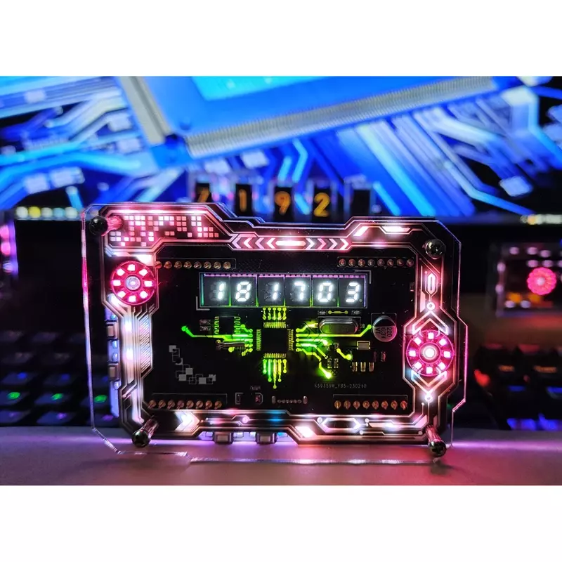 Cyberpunk RGB флуоресцентные трубчатые часы, цифровой Настольный дисплей, Cyberpunk, аксессуары для электронных видов спорта