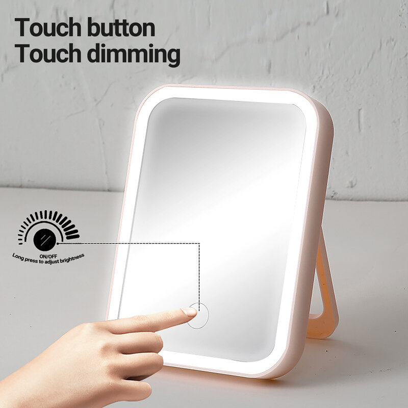 1pc 27cm * 16.5cm * 12cm sensível ao toque retângulo lupa 21 lâmpada led para desktop maquiagem cosméticos espelho beleza acessórios