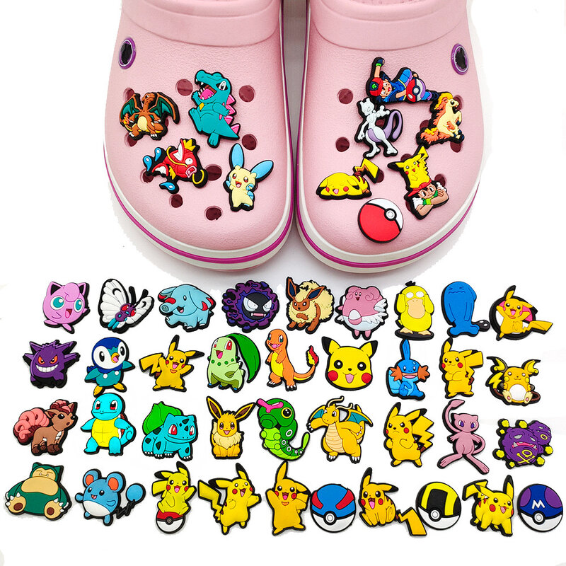 MINISO Pokemon Pikachu Shoes Charms for Clogs Sandals Decoration PVC Cartoon Shoe Accessories Charms for Friends Gifts