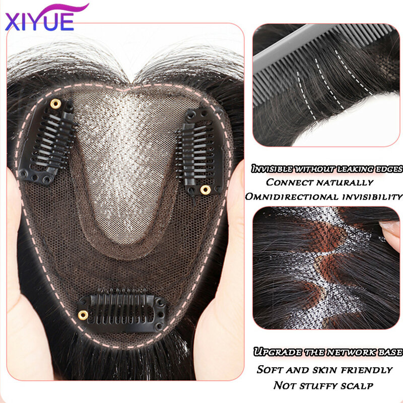Naszywka z naturalnej grzywki XIYUE dla kobiet naturalna puszystość na czole i włosy powiększają czub głowy