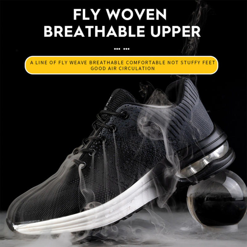 Chaussures de sécurité à coussin d'air pour hommes et femmes, baskets de travail respirantes, chaussures Parker en acier, chaussure de protection anti-crevaison