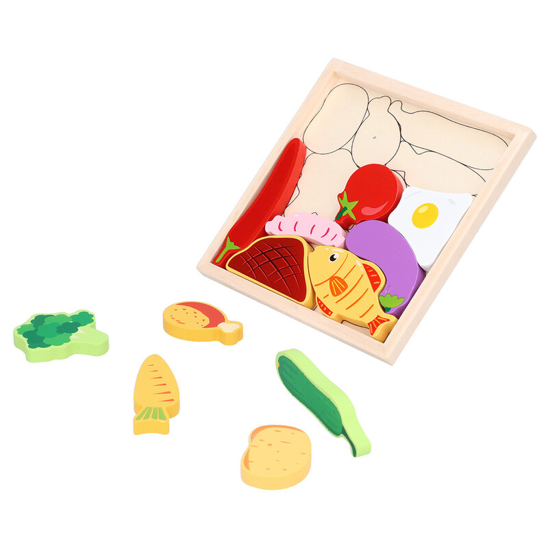Mainan Puzzle Jigsaw sayuran kayu 3D anak-anak, hadiah pendidikan dini intelijen taman kanak-kanak