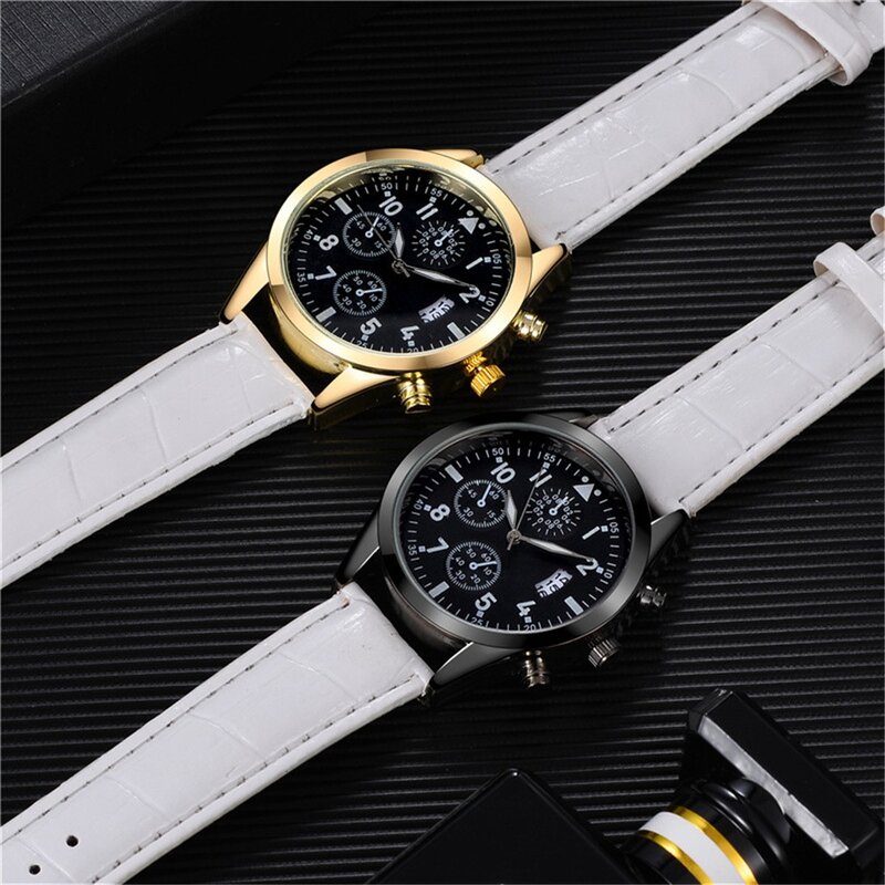 Relógio de couro masculino com função calendário, Popular, mais luminoso, Relógios de pulso, Top Brand, Luxo