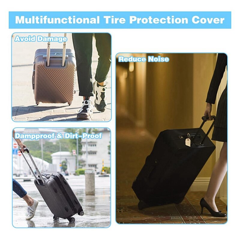 8-teilige Gepäck rad abdeckungen, Silikon-Gepäckabdeckungsschutz-Koffer rad abdeckungen, leiser Schutz gepäckraum