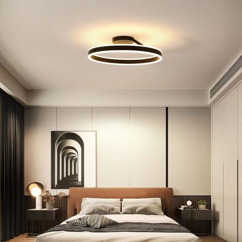 Потолочная люстра с кольцом в скандинавском стиле, приглушаемая лампа для столовой, гостиной, центра, стола, спальни, декоративный светильник с блеском