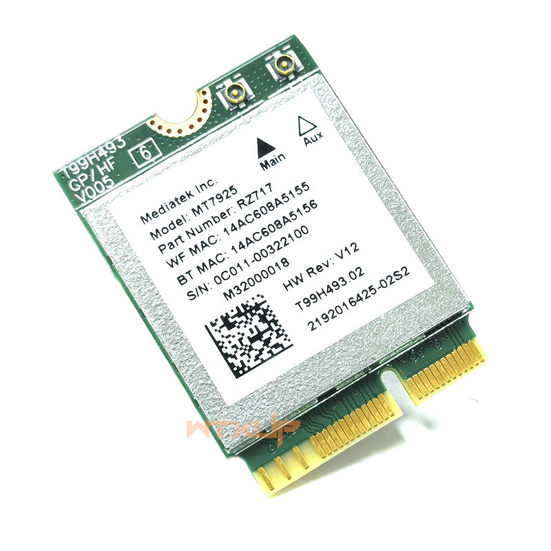 MT7925 WiFi 7 Lan Card, Bluetooth 5.3 Tri Band, 2.4 GHz, 5 GHz, 5400Mbps, M.2 NGFF, Adaptador Sem Fio para Win 10, 11, Linux