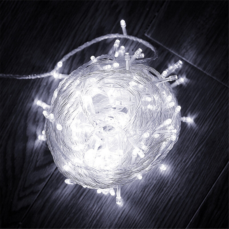 سلسلة ضوء 100LED 10 متر عيد الميلاد/الزفاف/حفلة أضواء الديكور جارلاند التيار المتناوب 110 فولت 220 فولت في الهواء الطلق إضاءة مقاومة للماء مصباح 9 ألوان led