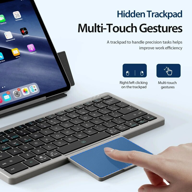 Zonfront-teclado bluetooth sem fio, dobrável, com touchpad, para ios, android, windows, tablet, ipad