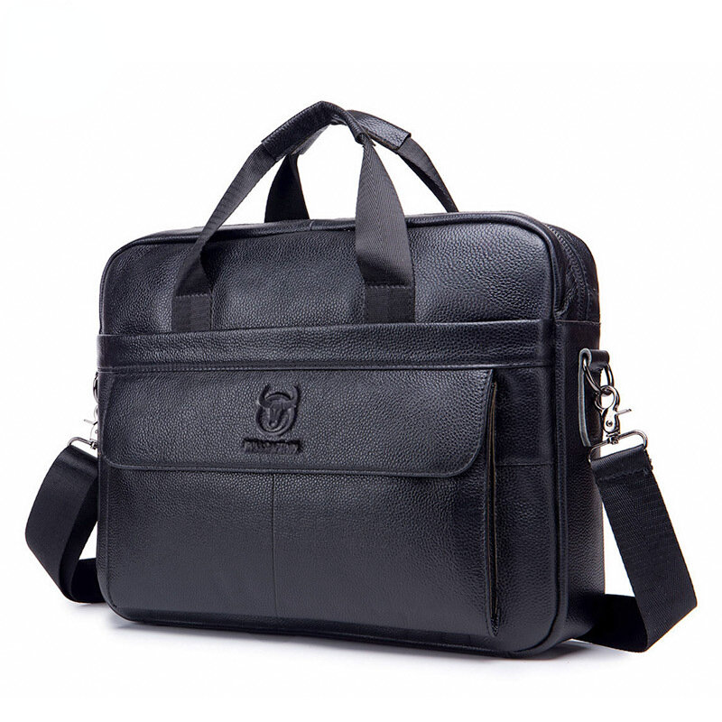 Мужской портфель большой вместимости из натуральной воловьей кожи, деловая сумка-мессенджер через плечо для ноутбука