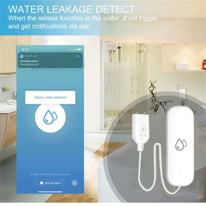 Tuya ZigBee WiFi Smart Water Sensor Leak Detector Flood Water leakage Alarm Smart Life App Control Works With Alexa Google Home