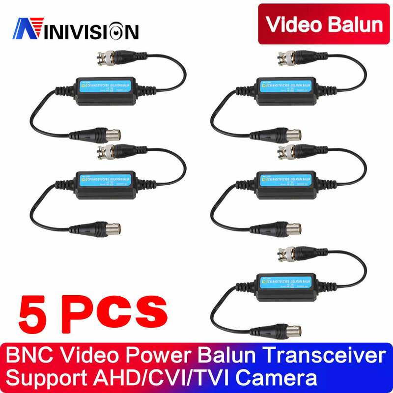 HD-TVI/CVI/AHD/CVBS izolator pętli uziemienia wideo Balun koncentryczny BNC męski na żeński dla kamery 60 dB przesłuch i odporność na hałas