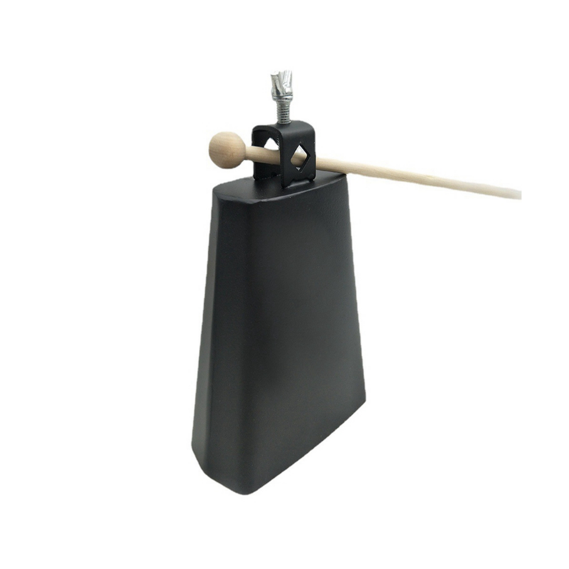 2 x 8 Inch, Manual Percussion Cowbell with Wooden Sticks for Drum Set, Sports, Home, Farm, Black