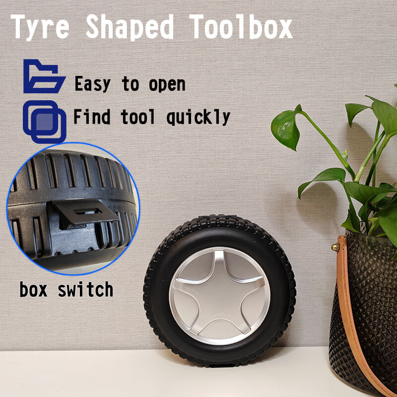타이어 모양의 수공구 키트, 가정용 수리 도구 세트, 타이어 모양의 DIY 도구 상자, 가정용 일반 미니 도구 가방, 24 in 1