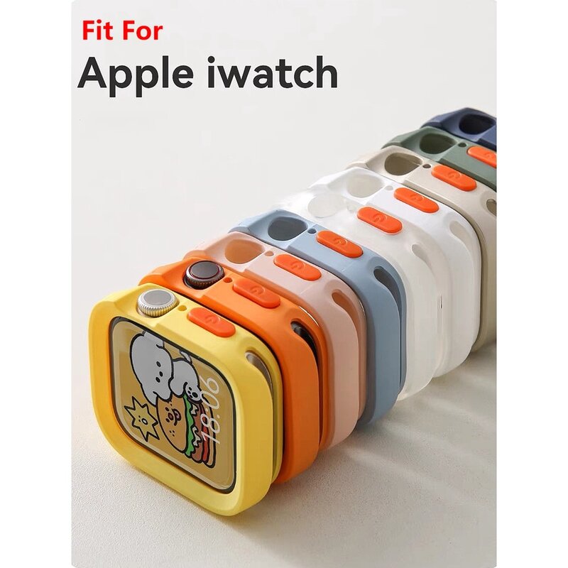 Funda de silicona blanda para Apple Watch, cubierta mate anticaída deportiva para iwatch de 49mm, 41mm, 40mm, 44mm, 45mm, 9, 8, 7, 6, SE 5, Nueva
