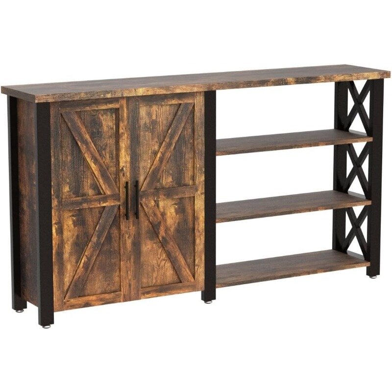 Furniouse Narrow Sofa Table, Cabinet Side Table for Hallway, Cabinet Narrow, Entryway Table, 4 Tier Open Storage, 58"