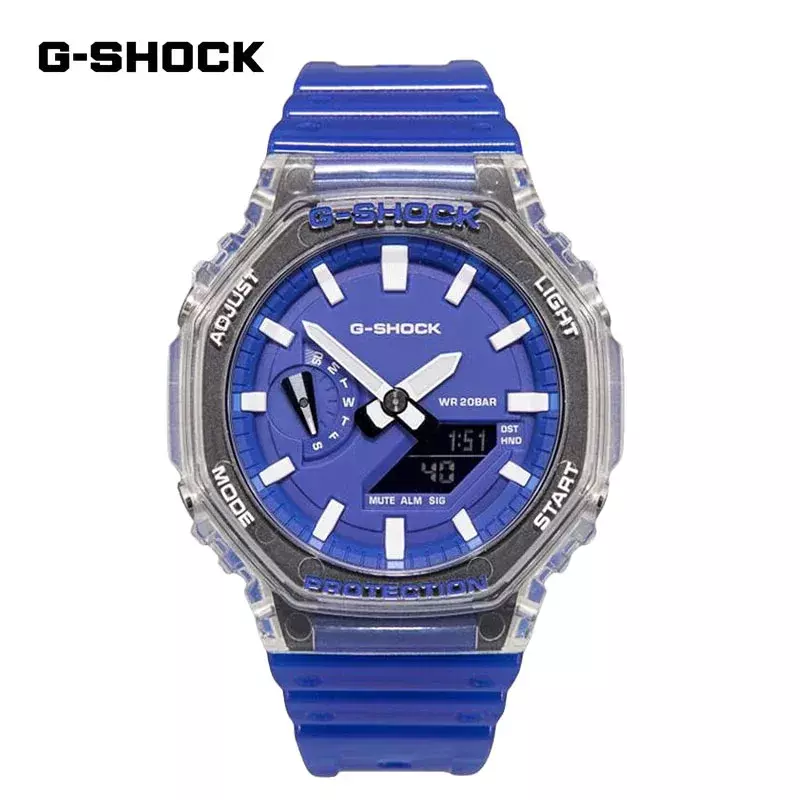 นาฬิกาสำหรับผู้ชายนาฬิกาควอทซ์ผู้ชาย G-SHOCK GA2100แฟชั่นลำลองอเนกประสงค์กลางแจ้งกีฬากันกระแทกหน้าปัด LED แสดงผลคู่ของผู้ชาย
