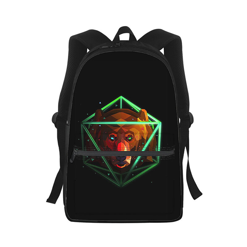 Свирепый индивидуальный рюкзак с медведем для мужчин и женщин, модная школьная сумка с 3D принтом для студентов, детский дорожный ранец на плечо