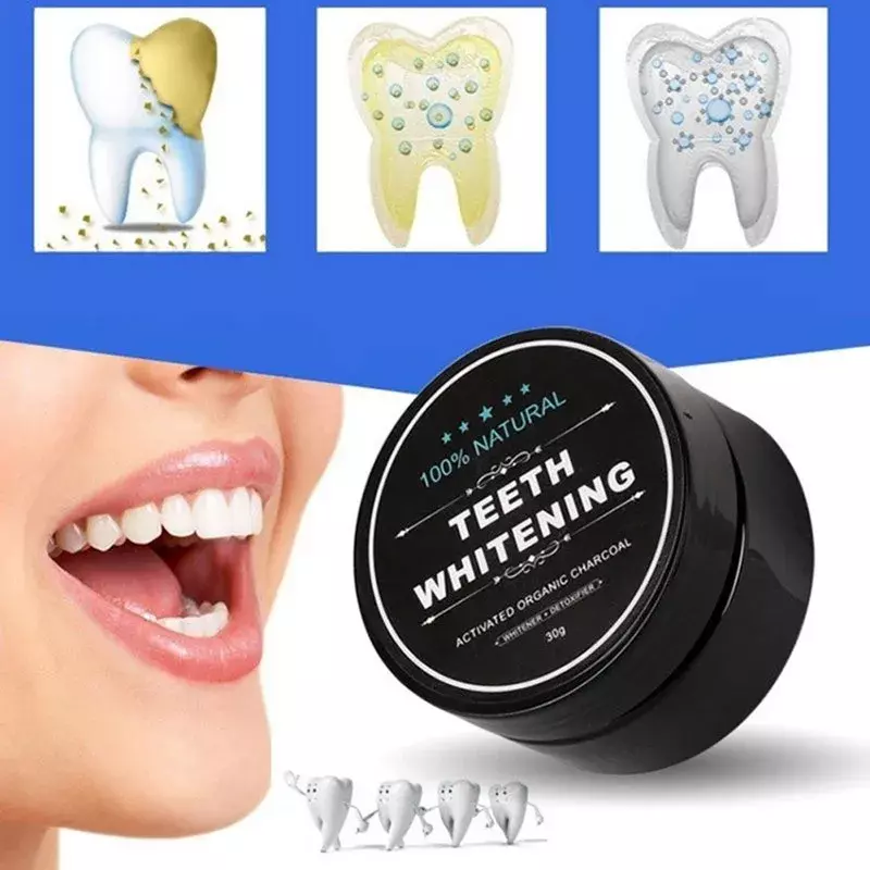 30g sbiancante per denti polvere per scalatura imballaggio per la pulizia orale Premium carbone attivo di bambù in polvere dentifricio per denti bianchi