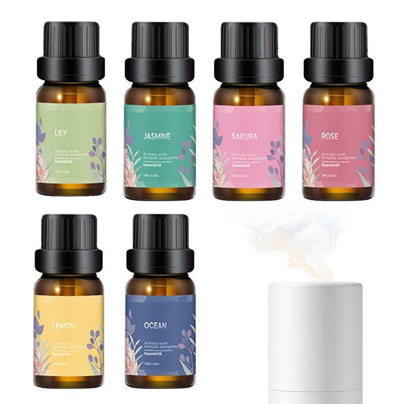 Цветочные ароматизированные масла для дома, набор из 6 ароматерапевтических масел для расслабления и снятия стресса, ароматизированное масло с 6 уникальными ароматами, цветочные масла
