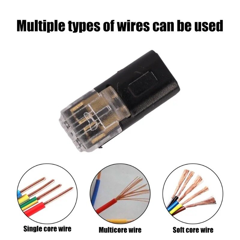 Conectores de encaixe do cabo do fio plugue, fio elétrico impermeável, conector de encaixe duplo fio com fivela de bloqueio, 2 vias