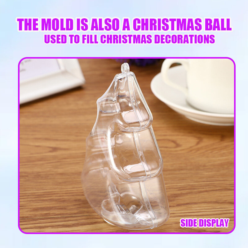 Moldes de bomba de baño 3D con forma de árbol de Navidad, accesorios de plástico transparente, esfera de gas, 1/5 piezas, novedad