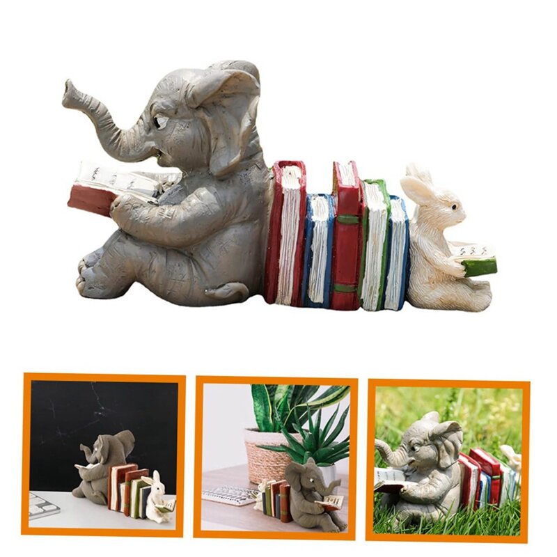 1 Piece Bookshelf Bookends Home Decor Elephant Crafts Animal Decoration Lawn Decor