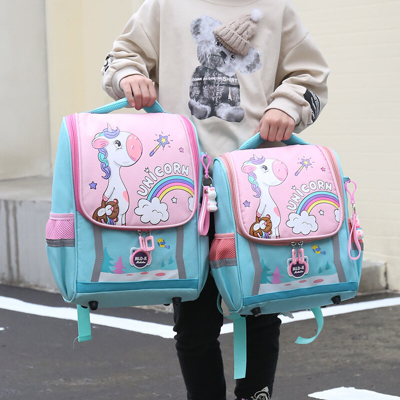 Waterproof Children Primary School Bags Cute Unicorn Rainbow Backpacks Kids Cartoon Animal Dinasour Shcoolbags for Kindergarten