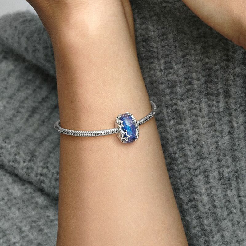 Fit Pandora 925 Original Bracelets Blue Starry Sky Series Moon Astronaut Pendants Silver Charms Beads For DIY Christmas Jewelry