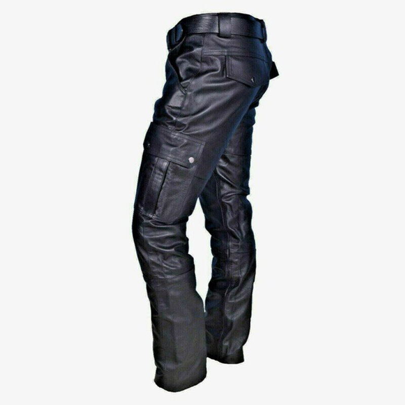 New European and American Luxury Men's Leather Pants High Street Rock Tight Pencil Pants Nightclub Trend Punk Motorcycle Pants