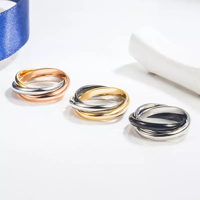 Classic Design S925 Sterling Silver Trinity Ring for Women's Minimalist Fashion Brand Luxury Banquet Couple Jewelry